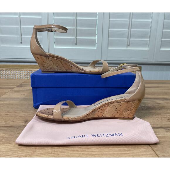 Stuart Weitzman Nudistcurve 50 Wedge Adobe Patent Leather Size 9.5 US 40 EU NIB - Picture 7 of 13